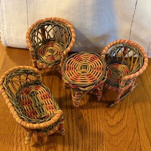 Vintage wicker dollhouse furniture